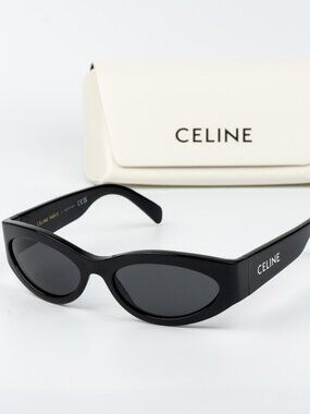 Celine Women Sunglasses Black Grey Cat Eye CL40288I MONOCHROMS 01A NEW AUTHENTIC
